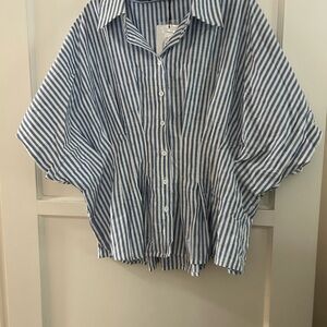 Cider Striped pintucked top, 2XL